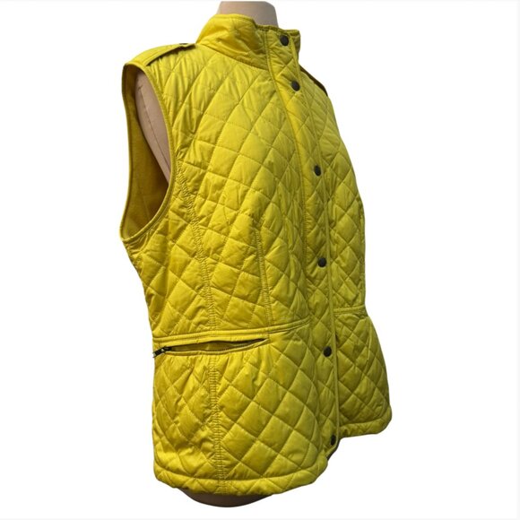 NEW Talbots Quilted Fleece Lined Utility Vest Yellow Size: XL - Picture 4 of 6